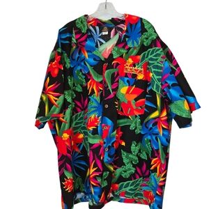 Toucan Dance " Sharkey's" On the Pier" Tropical Print Men's Shirt  Size 2X